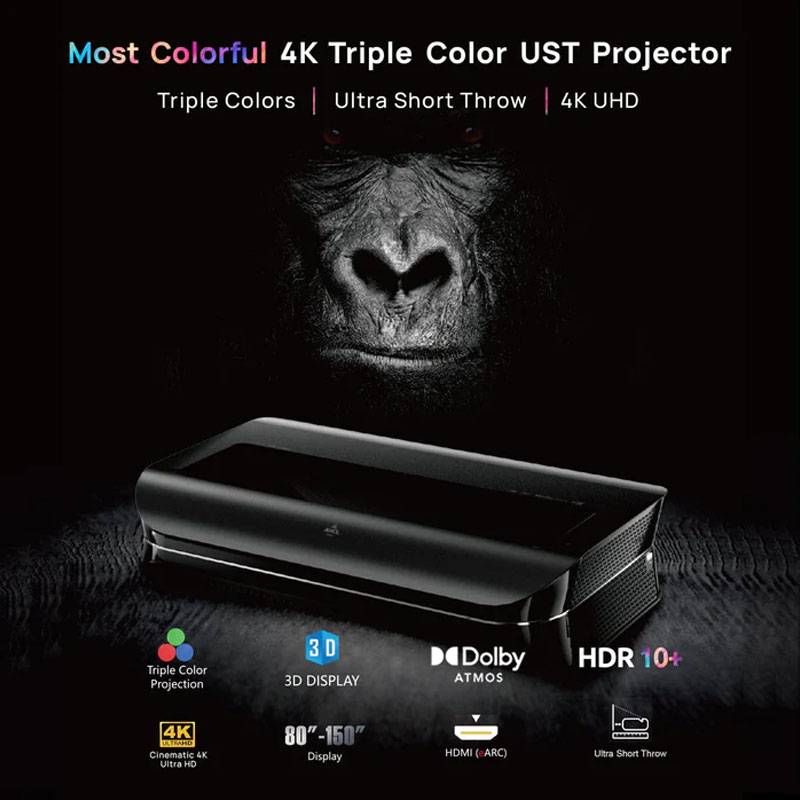 AWOL VISION LTV-3000 Pro 4K 3D Ultra Short Throw Triple Laser Projector ...