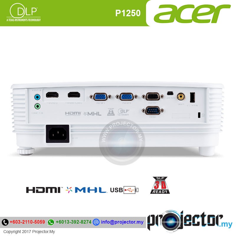 Acer P1250 XGA 3600 Lumens Essential DLP Projector
