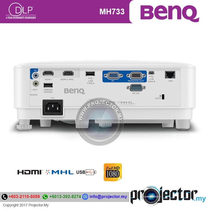 Vidéoprojecteur BenQ MH733 Full HD 4000 Lumens - Pour Salles De Réunion, Connectivité WiFi Et USB - Origine EEE